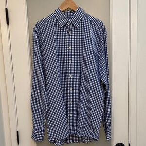 Eton Blue and White Checkered Men's Shirt XL